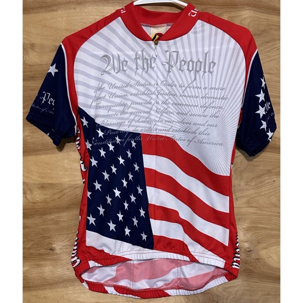 World Jerseys We the People Cycling Bike Jersey Size M Flag American